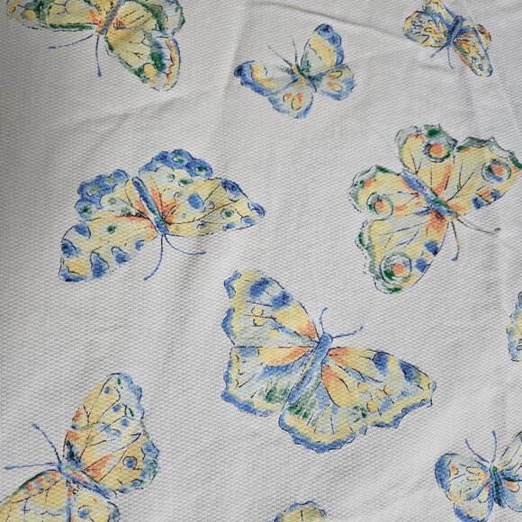 White Oval Tablecloth Butterfly 80 x 34 Cotton Spring Cloth Cover Dining Kitchen - Picture 2 of 8